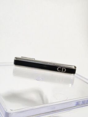Authentic Christian Dior CD Black Silver Tie Clip